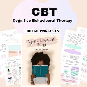 Cognitive Behavioural Therapy Inner critic workbook Thought Challenging Worksheets Anxiety Journal Printable CBT Worksheets Mental Health
