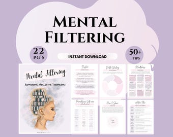 Mental Filtering Therapy Journal CBT Workbook Cognitive Restructuring therapy worksheets Growth Mindset Tools counseling resources DBT print
