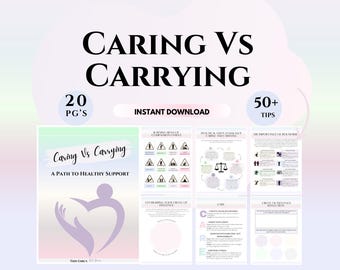 Caring vs Carrying Emotional Burden Workbook Self‑Worth Boundaries Guide family Therapy worksheets ACT therapist tools counseling worksheet