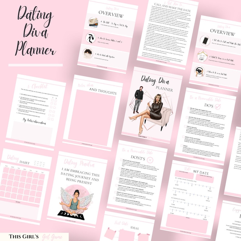 Dating Diva Planner Dating journal Relationship journal Dating bujo Dating guide Dating checklist First date checklist Couples therapy EMDR image 3