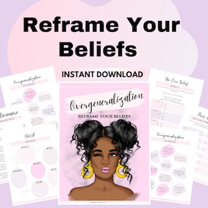 Overgeneralization Worksheets Cognitive Distortion Journal Mental Health Mindfulness Workbook Self help Digital Printables CBT Aesthetic