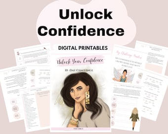Unlock Your Confidence 10 - Day Workbook Journal Confidence worksheets  BUJO printables Digital printable self confidence guided journal dbt