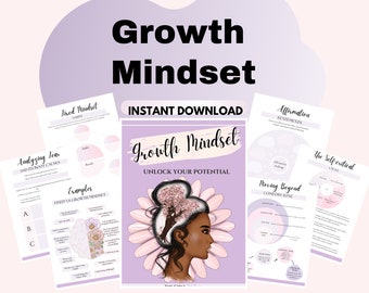 Growth Mindset Workbook Journal Worksheets Cultivate Resilience Embrace Challenges Self-improvement worksheets Printable growth mindset dbt