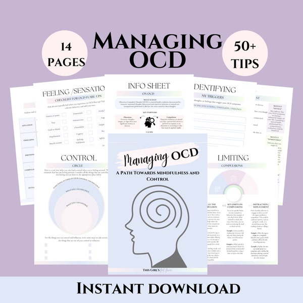 OCD therapy worksheets Anxiety coping skills exercises CBT workbook ERP Self-help strategies Obsessive-compulsive disorder journal stress