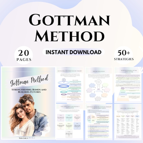 Feuilles de travail sur la thérapie de couple Psychologie de la méthode Gottman Conseil matrimonial Exercices de renforcement de la confiance Imprimables sur la résolution de conflits Développement personnel