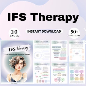 Könnte beinhalten: Ein digitaler Download-Leitfaden zur IFS-Therapie mit einer Aquarell-Illustration eines Frauen Gesichts. Der Leitfaden umfasst 20 Seiten und über 50 Strategien, um Ihre innere Welt zu erforschen.