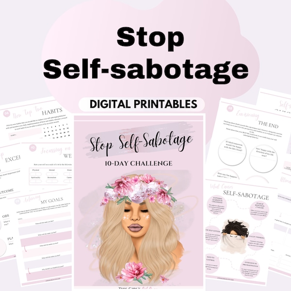 Stop Self Sabotage Workbook Imposter Syndrom Worksheets Self Love Workbook Inner Critic Guided Journal Self-Improvement Printables Coaching