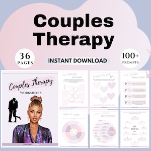 Hojas de trabajo de terapia de pareja Cuaderno de comunicación de relaciones Matrimonio feliz Diario de límites imprimible digital Fortalecimiento de la relación