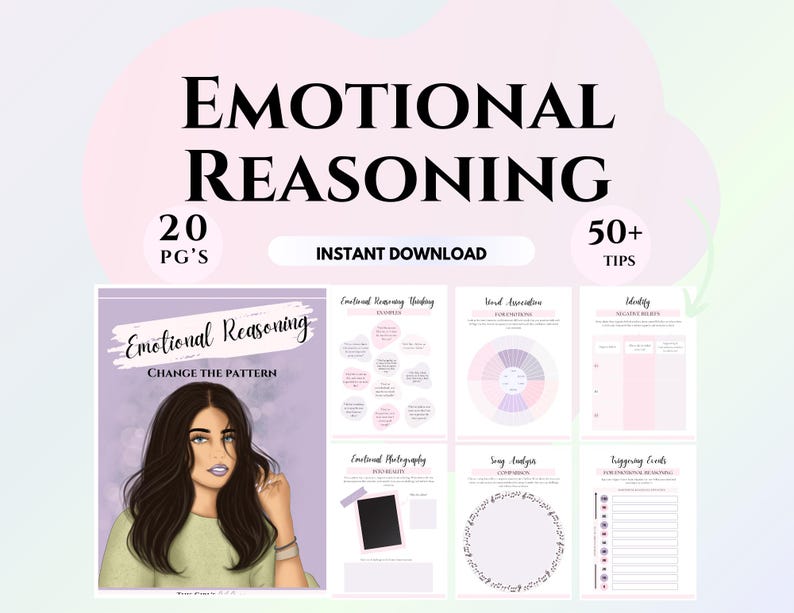Emotional Healing Workbook therapy worksheets Cognitive Behavioral Therapy CBT Tools Emotional Regulation printables Emotional Reasoning DBT