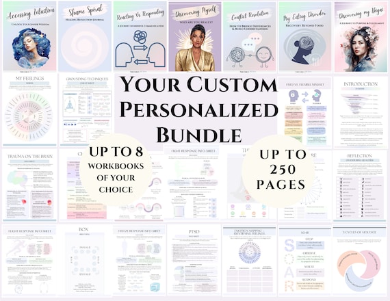 Personalized Therapy worksheet bundle counsellor resources psychoeducation tools therapist mental health journal prompt bundle cbt Toolkit