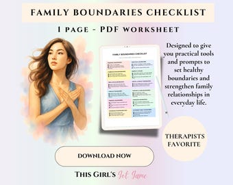Family Boundaries Checklist Printable Therapy Worksheet Healthy Communication & Relationship Building Tool PDF family dynamic Tool CBT print