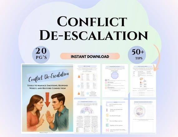 Conflict de-escalation therapy tools Conflict Resolution Therapy worksheets Psychoeducation printable relationship repair IFS techniques CBT