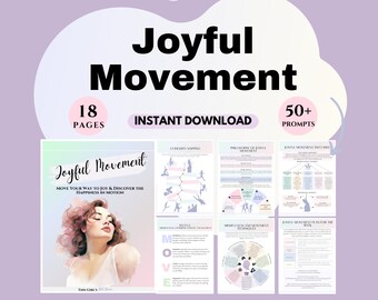 Joyful Movement Therapy workbook Wellness Coach Body Positivity worksheets Stress Relief printables anxiety Counseling Positive Psychology