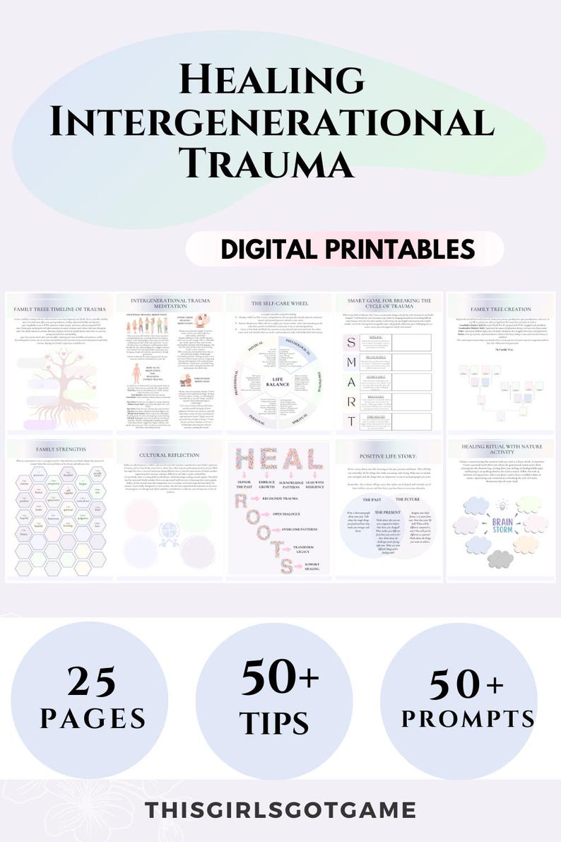 Intergenerational Trauma worksheets transgenerational trauma Workbook Healing Trauma therapy worksheets multigenerational Coping Skills IFS