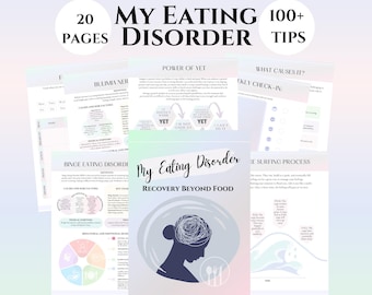 Eating Disorder Recovery Workbook Journal ED Therapy Worksheets body image Mental Health Resources Tools DBT CBT  Body Acceptance Self-help