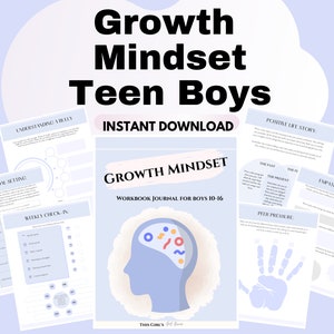 Teen planner boys mental health workbook teen therapy worksheets Growth mindset for kids positive thinking school counseling worksheets kids