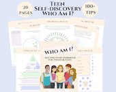 Teen discovery therapy worksheets identity journal kids counsellor worksheet Teen therapist mental health tools teenage confidence building