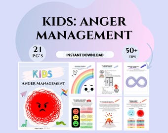 Anger management kids worksheets coping skills for children Therapy journal family therapist office decor School counselor SEL Counseling