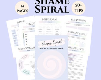 Shame Spiral Acceptance and Commitment Therapy Journal Emotional Healing therapist tools counseling worksheets Self-Identity CBT DBT EMDR