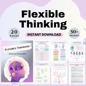 Flexible thinking worksheets therapy resources Therapeutic ANTS Automatic negative thinking workbook growth mindset printables CBT handouts
