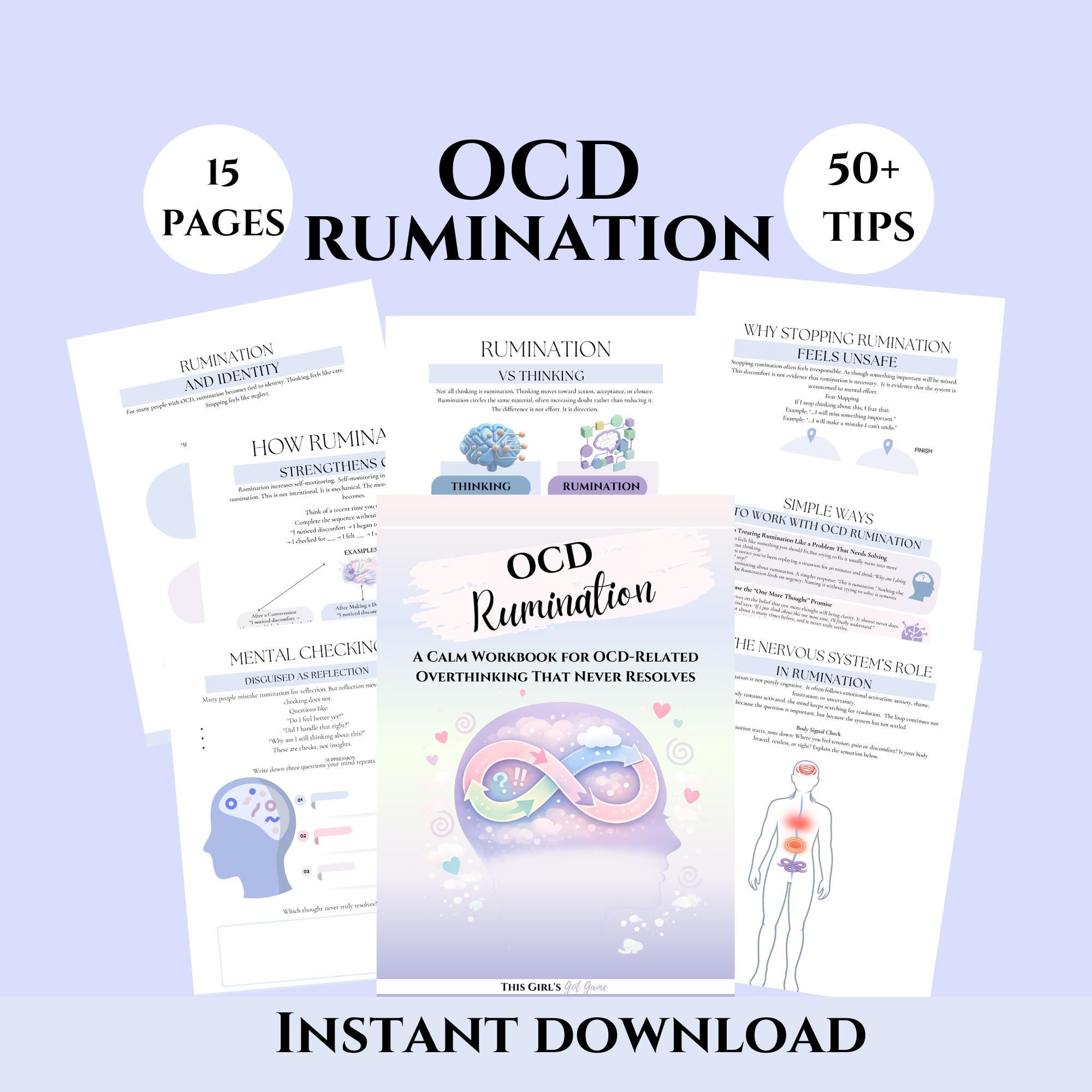 OCD Rumination Workbook Calm Guide for Overthinking & Mental Loops OCD ...