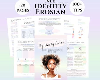 Identity erosion therapy worksheets Therapist tools Shame Journal Self-Identity counseling worksheets CBT self-esteem workbook DBT EMDR