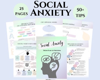 Social Anxiety Workbook CBT therapy worksheets SAD Behavioral therapy journal Communication skills workbook Anxiety self-help handouts EMDR