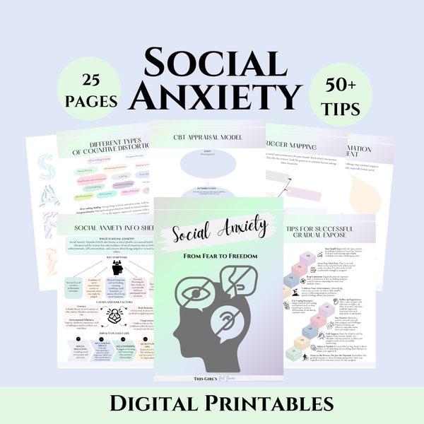 Social Anxiety Workbook CBT therapy worksheets SAD Behavioral therapy journal Communication skills workbook Anxiety self-help handouts EMDR