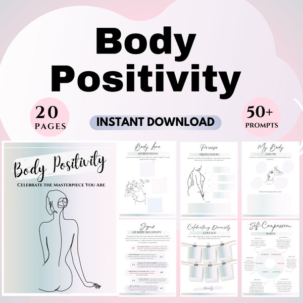 Body image therapy Body Positivity workbook Body image confidence worksheets body dysmorphia Journal feminization workbook eat disorder CBT