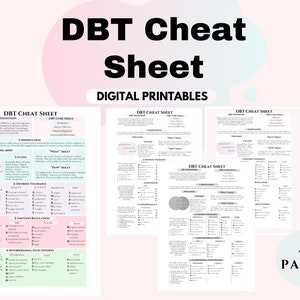 DBT cheat sheet DBT skills Dialectical Therapy office decor Therapy tools Coping skills bpd ptsd Distress tolerance Therapist worksheets CBT