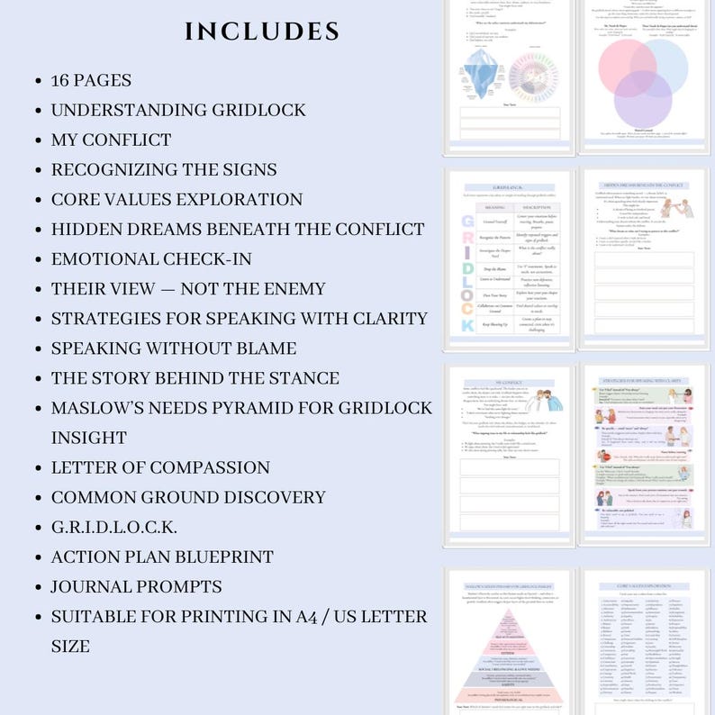 Gottman Gridlock Conflict Resolution Worksheets for Couples Therapy image 3