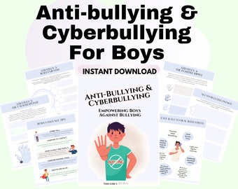 Anti-bullying worksheets for tween and Teen boys therapy teen boy workbook journal school counseling Bullying Strategies conflict resolution