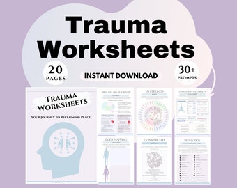 Feuilles de travail sur les traumatismes Croissance traumatique Thérapie de traumatologie Techniques de thérapie de traitement du SSPT Imprimables de psychoéducation Auto-assistance socio-émotionnelle