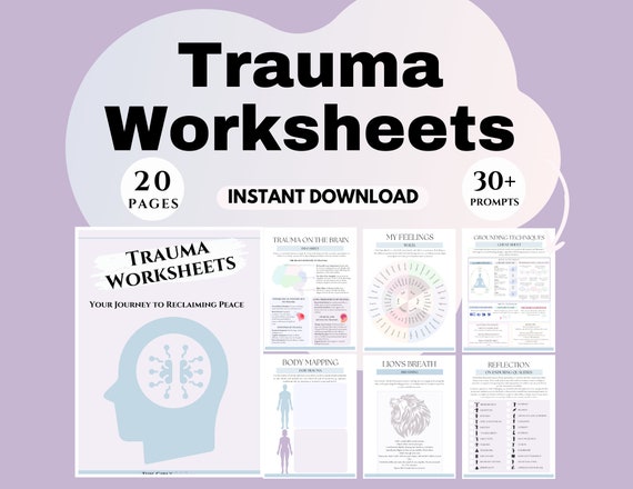 Trauma Recovery Worksheets: Healing, Coping Skills, Grounding Techniques (20 Pages)