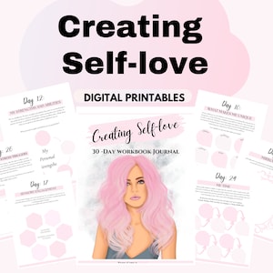 Self-love workbook Self-care journal Boost Self-Esteem worksheets Mental health gift digital download ebook self love planner therapy prints