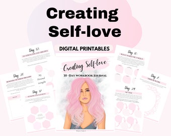 Self-love workbook Self-care journal Boost Self-Esteem worksheets Mental health gift digital download ebook self love planner therapy prints