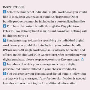 Peut inclure: Instructions pour cr&eacute;er un lot personnalis&eacute; de classeurs num&eacute;riques sur Etsy. Les &eacute;tapes comprennent la s&eacute;lection du nombre de classeurs, l'achat du lot, l'envoi d'un message au vendeur sp&eacute;cifiant les classeurs et la r&eacute;ception d'un lien de lot personnalis&eacute; dans un d&eacute;lai de 1 &agrave; 2 jours.