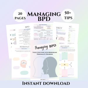 Borderline Personality Disorder Therapy Worksheets BPD journal coping skills DBT psychology workbook self-esteem therapist tools counsellor