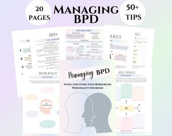 Borderline Personality Disorder Therapy Worksheets BPD journal coping skills DBT psychology workbook self-esteem therapist tools counsellor