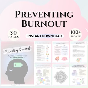 Burnout kit Stress Relief Printables Burnout workbook Stress Management Worksheets therapy Self Care Journal Anti Burnout and Prevention