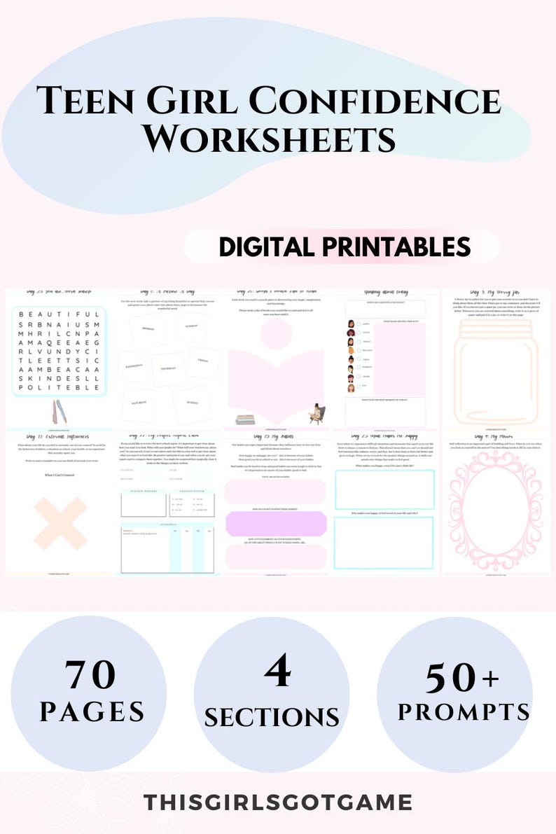 Teen therapy Confidence Journal Teenagers coping skills Teens Self Love Kids Gift for Teenage Girl Coping Skills psychology kids worksheets