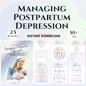 Hojas de trabajo para la terapia de la depresión posparto, psicoeducación, materiales imprimibles, regalo para mamás primerizas, habilidades de afrontamiento para la depresión posparto, herramientas para el terapeuta, hoja de trabajo de asesoramiento, TCC
