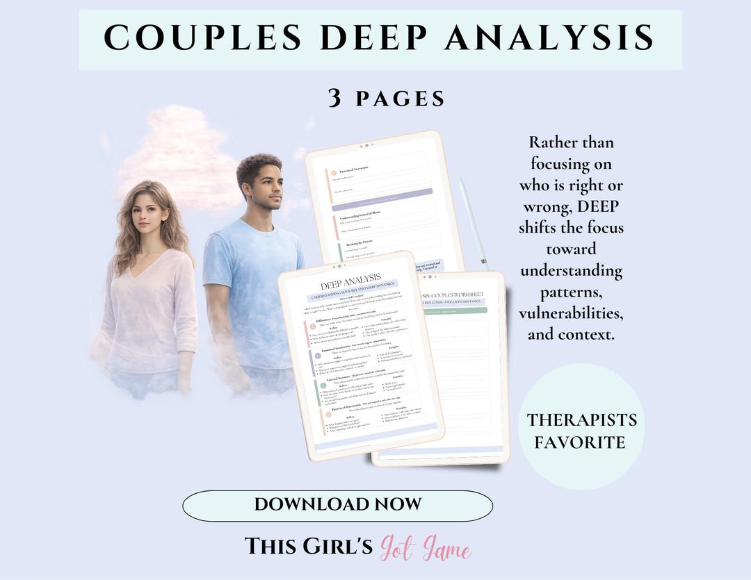 DEEP Analysis Couples Therapy Worksheet (IBCT Framework) | Relationship ...