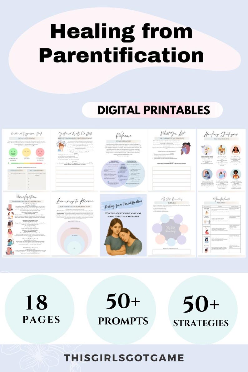 Parentification Workbook Inner Child Healing Journal Trauma-Informed Therapy Tool Boundaries & Self-Worth therapist worksheets toxic family