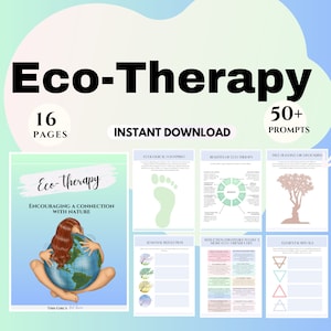 Cuaderno de trabajo de ecoterapia, diario, Curación de la naturaleza, Terapia verde, Curación holística, Herramientas de psicoterapia, Técnicas de asesoramiento, Hojas de trabajo terapéuticas.