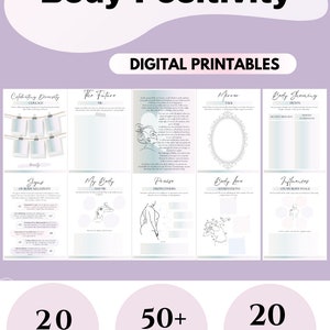 Body Positivity Printable Body image Workbook Journal Body acceptance Self-worth journaling female Identity self-love worksheets self-worth CBT