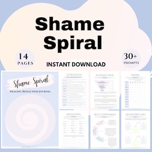 Shame Spiral Acceptance and Commitment Therapy Journal Emotional Healing therapist tools counseling worksheets Self-Identity CBT DBT EMDR