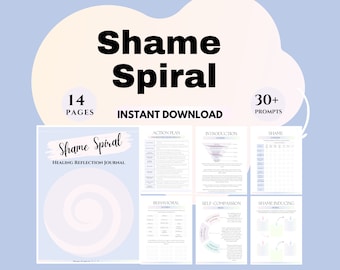 Shame Spiral Acceptance and Commitment Therapy Journal Emotional Healing therapist tools counseling worksheets Self-Identity CBT DBT EMDR