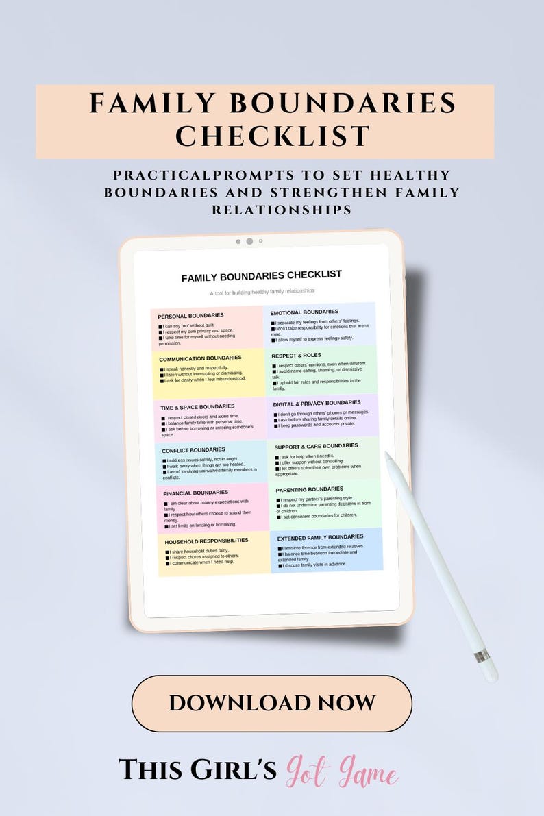 Relationship Checklist.pdf Family Boundaries Checklist Printable Therapy Worksheet Healthy ...