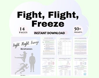 Fight Flight Freeze Workbook FFF worksheets Self Awareness Journal Mental Health Resource Anxiety Management Self Discovery Tool CBT therapy